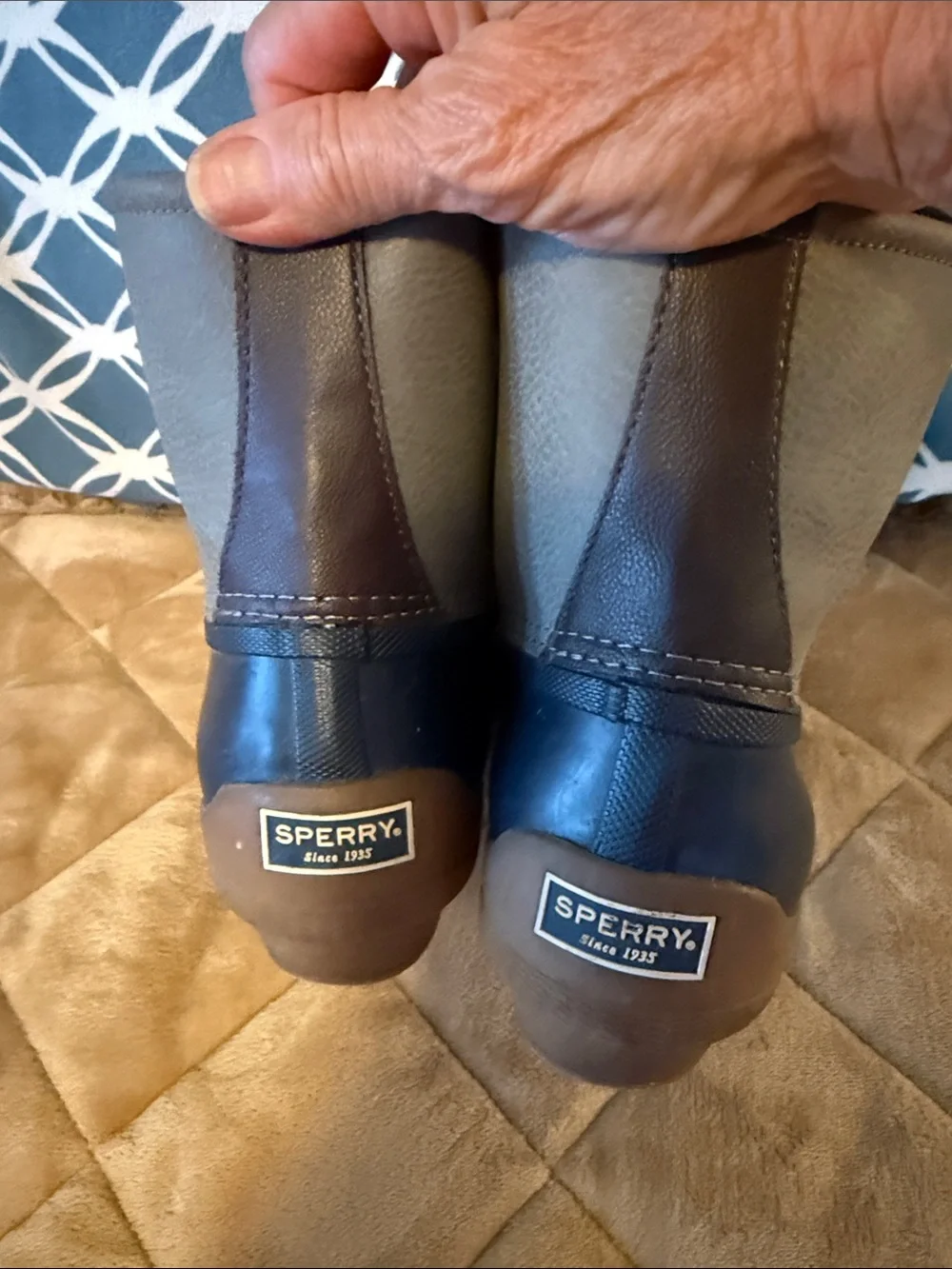 Sperry Women's Navy and Gray Waterproof Lace-Up Duck Boots
